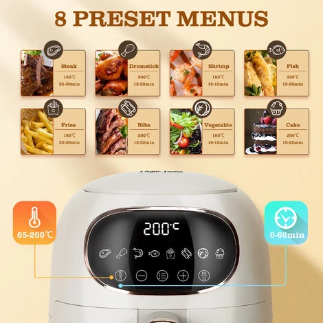 Taylor Swoden Ava - Friggitrice Ad Aria Senza Olio, Friggitrice Ad Aria Tecnologica Compatta 3L, 1300W, 8 Menu Preimpostati, Display LED, Cestello Con Rivestimento Antiaderente, Bianco Sporco 4 Taylor Swoden Ava - Friggitrice Ad Aria Senza Olio, Friggitrice Ad Aria Tecnologica Compatta 3L, 1300W, 8 Menu Preimpostati, Display LED, Cestello Con Rivestimento Antiaderente, Bianco Sporco - immagine 2