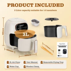 Taylor Swoden Ava - Friggitrice Ad Aria Senza Olio, Friggitrice Ad Aria Tecnologica Compatta 3L, 1300W, 8 Menu Preimpostati, Display LED, Cestello Con Rivestimento Antiaderente, Bianco Sporco 9 Taylor Swoden Ava - Friggitrice Ad Aria Senza Olio, Friggitrice Ad Aria Tecnologica Compatta 3L, 1300W, 8 Menu Preimpostati, Display LED, Cestello Con Rivestimento Antiaderente, Bianco Sporco -Rowentus Negozio 96455617 3