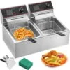 VEVOR Friggitrice Elettrica Con Doppio Serbatoio In Acciaio Inossidabile 560 X 430 X 310 Mm Friggitrice Ad Olio 5000 W Friggitrice Elettrica Con Coperchi Rimovibili 50 200°C Friggitrice Per Friggere