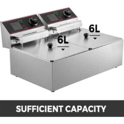 VEVOR Friggitrice Elettrica Con Doppio Serbatoio In Acciaio Inossidabile 560 X 430 X 310 Mm Friggitrice Ad Olio 5000 W Friggitrice Elettrica Con Coperchi Rimovibili 50 200°C Friggitrice Per Friggere -Rowentus Negozio 96461638 3