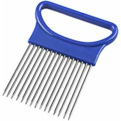 2 Pezzi Pelapatate, Coltello Per Affettare Cipolla In Acciaio Inossidabile Ago Per Carne Tagliapatate, Porta Cipolla Affettatrice Per Cipolla (Blu)