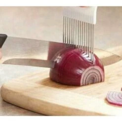 2 Pezzi Pelapatate, Coltello Per Affettare Cipolla In Acciaio Inossidabile Ago Per Carne Tagliapatate, Porta Cipolla Affettatrice Per Cipolla (Blu) -Rowentus Negozio 97072585 3