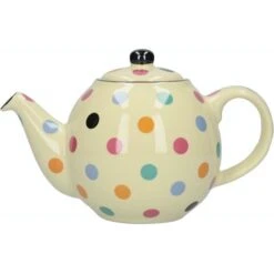 London Pottery Globe Teapot Con Colino, Design Of Polka Dots, Ceramica, Ivory/Multi Spot, 2 Tazze (500 Ml)