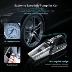 Aspirapolvere Portatile 4 In 1, Aspirapolvere Portatile Per Auto Da 120 W Con Luce A LED, Doppio Uso Umido/secco, Gonfiatore Pneumatici Multifunzionale, Manometro Pressione Pneumatici -Rowentus Negozio 97875820 4