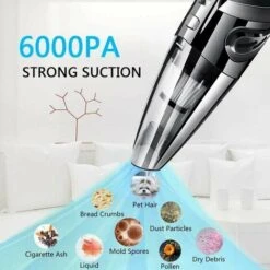 Aspirapolvere Portatile Potente Senza Fili 120W 2200mAh Con Funzione Wet & Dry Filtro HEPA Lavabile E 5 Ugelli Ricaricabili Per Casa, Tavolo, Ufficio, Auto -Rowentus Negozio 97887832 3