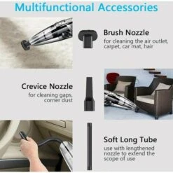 Aspirapolvere Portatile Potente Senza Fili 120W 2200mAh Con Funzione Wet & Dry Filtro HEPA Lavabile E 5 Ugelli Ricaricabili Per Casa, Tavolo, Ufficio, Auto -Rowentus Negozio 97887832 5