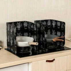 Proteggi Schermo Pieghevole Per Cucina Paraschizzi Pieghevole In Alluminio Paraschizzi Cucina Paraschizzi Pieghevole Per Cucina Proteggi Schermo Per Piano Cottura Backsplash 2 Pezzi Nero -Rowentus Negozio 98117719 3