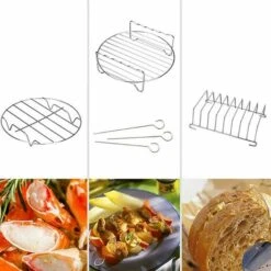 Accessori Per Friggitrice Ad Aria Da 6 '' 8 Pezzi, Kit Di Accessori Per Friggitrice Ad Aria Calda Universale Per E Tutte Le Friggitrici Ad Aria MaASDues (2.3-3.2L), Kueatily -Rowentus Negozio 98386094 4
