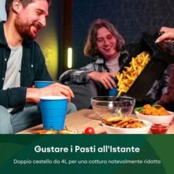 CHEFREE AFW20 Friggitrice Ad Aria A Doppio Cestello, DUAL-VIEW, 8 L, 2400W, 8 Funzioni, Cottura Simultanea, Antiaderente, Preriscaldamento, Menu Italiano Online -Rowentus Negozio 98597191 4