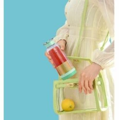 Frullatore Di Frutta Portatile, Spremiagrumi Portatile, Mini Frullatore USB Per Frullati, Frullati, Succhi Di Frutta, Frullatore Portatile 400 Ml 4 Lame Per Sport E Viaggi, Verde (solo Estrattore Di S -Rowentus Negozio 98717333 4