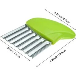 Affettatrice Per Patate In Acciaio Inossidabile Da 1 Pezzo, Lama Ondulata, Taglierina Per Patatine Fritte, Affettatrice Per Verdure (verde) -Rowentus Negozio 99325781 3