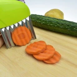 Affettatrice Per Patate In Acciaio Inossidabile Da 1 Pezzo, Lama Ondulata, Taglierina Per Patatine Fritte, Affettatrice Per Verdure (verde) -Rowentus Negozio 99325781 4