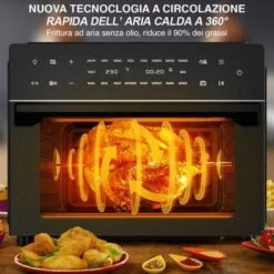 Forno Friggitrice Ad Aria Calda 30Lt Digitale 1800W Frigge Cuoce Senza Olio Nero 9 Forno Friggitrice Ad Aria Calda 30Lt Digitale 1800W Frigge Cuoce Senza Olio Nero -Rowentus Negozio 99493000 3