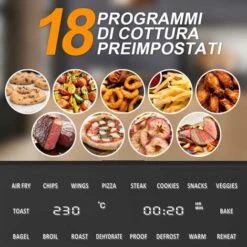 Forno Friggitrice Ad Aria Calda 30Lt Digitale 1800W Frigge Cuoce Senza Olio Nero 10 Forno Friggitrice Ad Aria Calda 30Lt Digitale 1800W Frigge Cuoce Senza Olio Nero -Rowentus Negozio 99493000 4